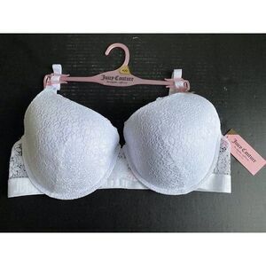 Juicy Couture Sexy Push Up Bra Sz 42D White Underwire JC6914F Lace NEW